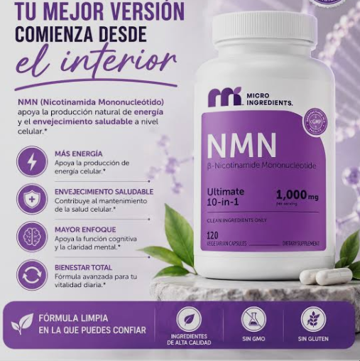 🌿NMN ULTIMATE 1000 MG-Suplemento utilizado principalmente para promover la longevidad y aumentar los niveles de energía celular💜