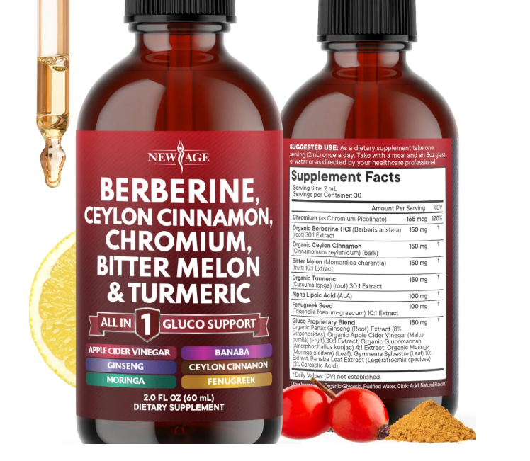 🍑 BERBERINA GLUCO SUPPORT✨Suplemento Líquido  para el Sistema Digestivo, Soporte de Salud Inmunológica-