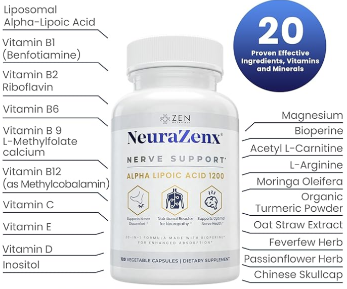 ✨Suplemento de Apoyo Nervioso y Apoyo para Neuropatía Periférica- NeuroZenX Nerve Support 600🌿