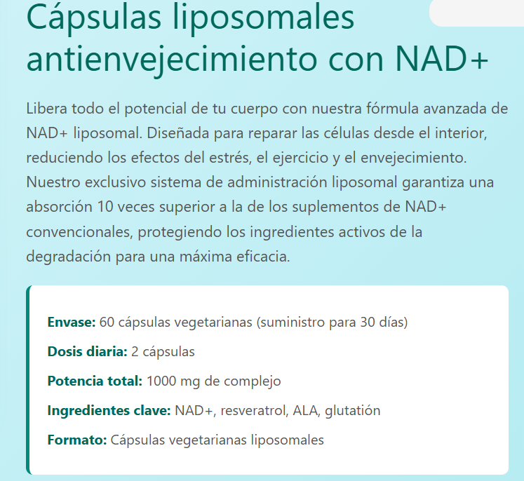 💊Cápsulas Liposomales Nad+,60 Uds,energía Celular,corazón💙