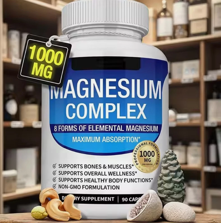 💙Magnesio 8 en 1 Complejo 1000 mg y Mezcla de Azúcar en la Sangre Combo de Suplemento 90 Cápsulas✨