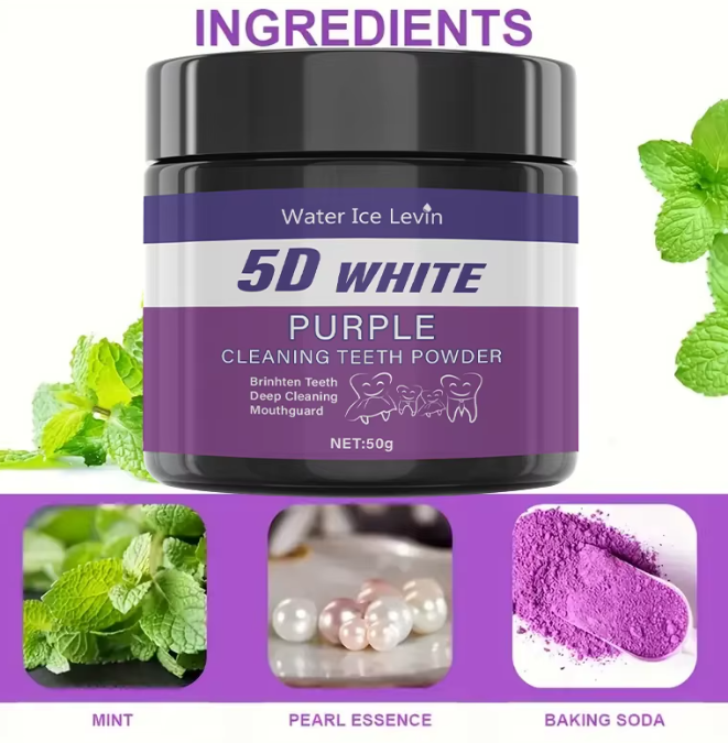 💜 5D WHITE PURPLE™ – POLVO BLANQUEADOR DENTAL INSTANTÁNEO