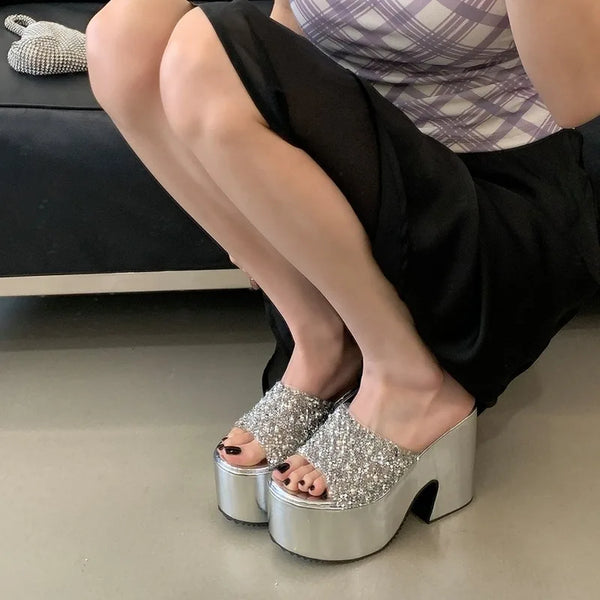 Sandalias de Tacón Brillantes