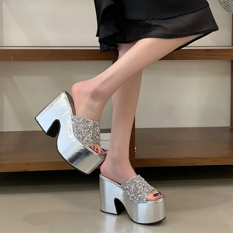 Sandalias de Tacón Brillantes